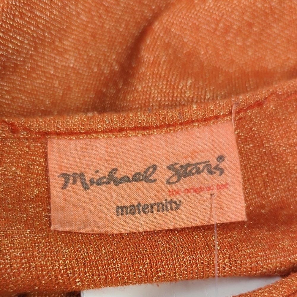 Michael Stars Sparkle Ruched Knit Dress Orange S/M maternity bohemian stretchy - Picture 5 of 6